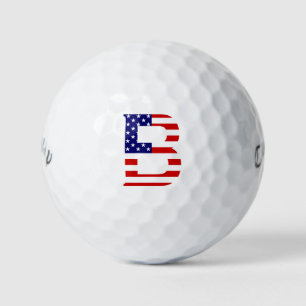B Monogram overlaid on USA Flag cwb gbcnt Golf Balls