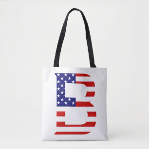 B Monogram overlaid on USA Flag stcnt Tote Bag