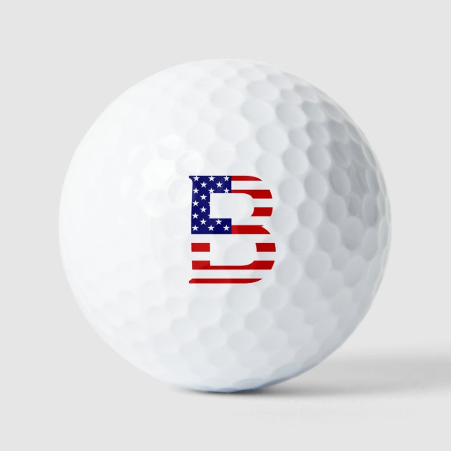 B Monogram overlaid on USA Flag va gbcnt Golf Balls (Front)