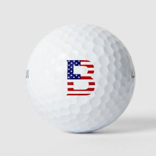 B Monogram overlaid on USA Flag wu gbt Golf Balls