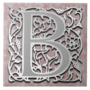 B Monogram "Silver Stone" Ceramic Tile