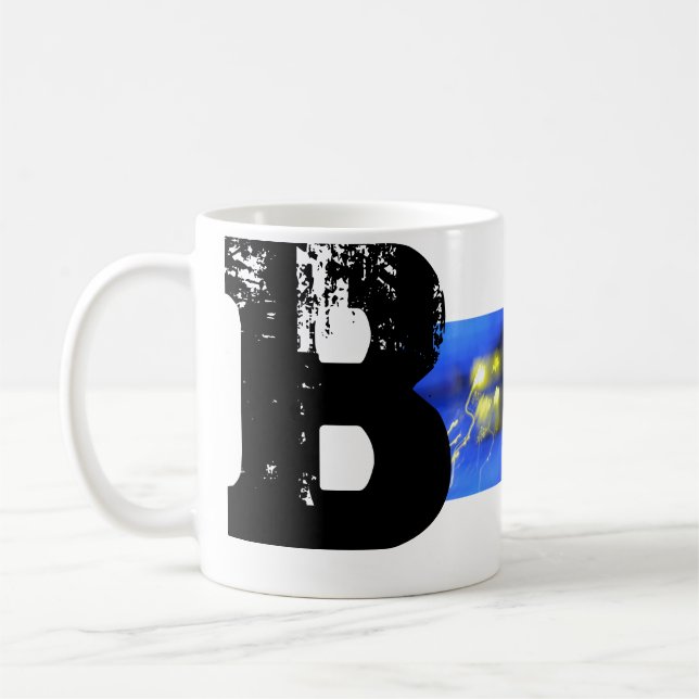 B Monogram Typographic Cool Fun Mug (Left)