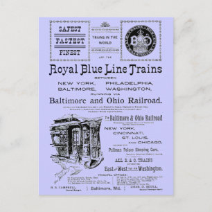 B+O Royal Blue Line Trains 1910 Postcard