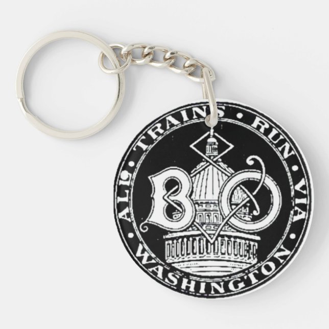 B+O Royal Blue Line Trains 1910 Round Keychain (Front)