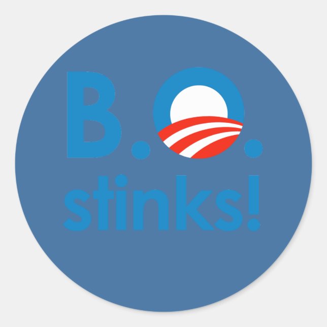 B.O. Stinks / Anti-Obama Classic Round Sticker (Front)