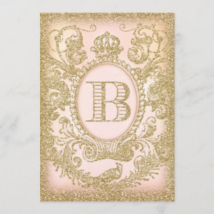 "B" Once Upon a Time Princess Peach Invitation