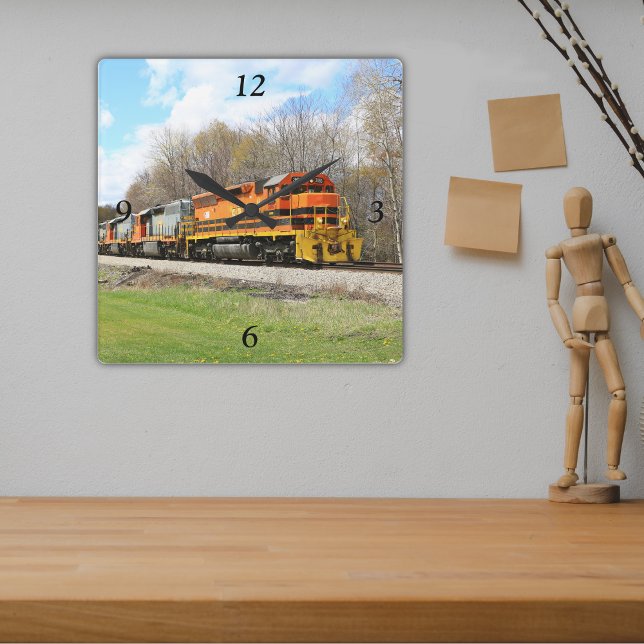 B&P Diesel Springtime Locomotive Square Wall Clock (Creator Uploaded)