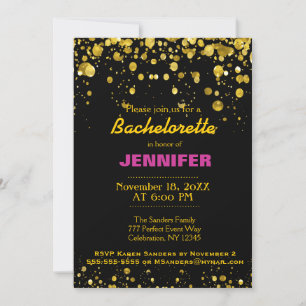 B Party Black and Gold Invitation