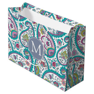 B Persian  Boteh Paisley Pattern Monogram LGift B Large Gift Bag