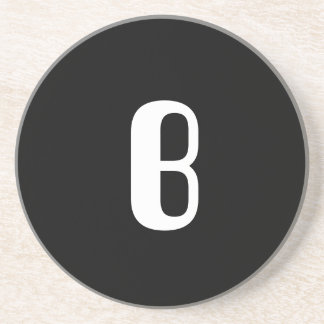 "B", red & white check monogram on white Coaster