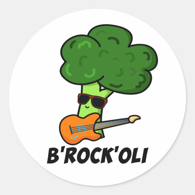 B-Rock-Oli Funny Rocker Broccoli Pun  Classic Round Sticker (Front)
