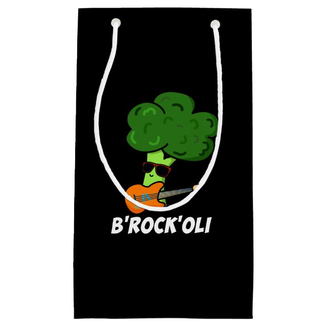 B-Rock-Oli Funny Rocker Broccoli Pun Dark BG Small Gift Bag (Front)