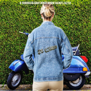 B Schooled Grey-white    Denim Jacket