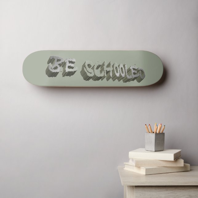 B. schooled-Grey-White  Skateboard (Wall Art (Horz))