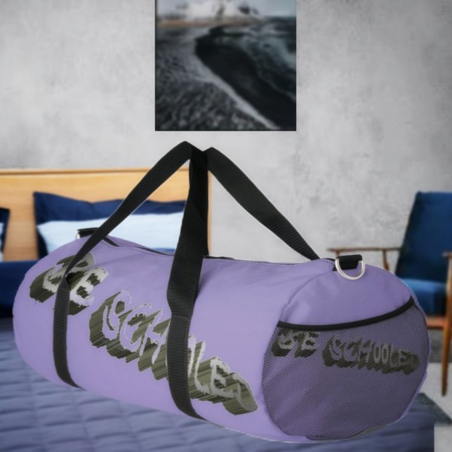 B Schooled Grey-Wht  Duffle Bag (The vibrant color, and motivational phrase, of this duffle bag, stands out in a crowd!)