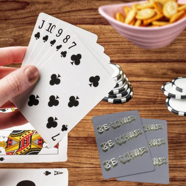 B Schooled Grey-Wht  Playing Cards (Have a game of cards, even while school is on your mind!)