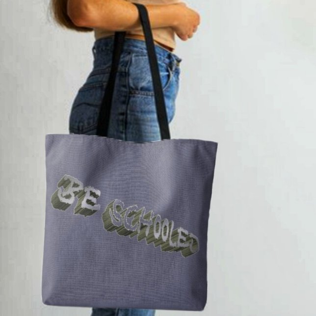B Schooled Grey-Wht  Tote Bag (A cool, two-sided, tote for teachers, or students!)