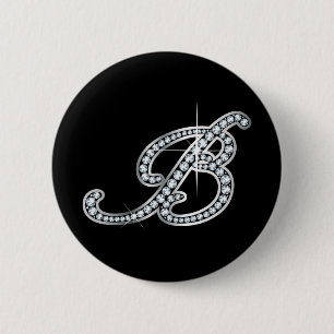 B script "Diamond Bling" 6 Cm Round Badge