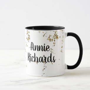 b/w 11 oz mug with her name & confetti