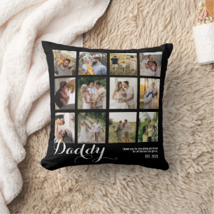 B & W 12 Photo Collage Daddy Pictures Keepsake Cushion