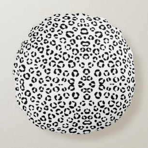 B&W Animal Print Round Cushion