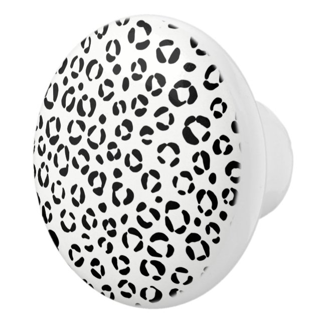 B&W Animal Print Sherpa Blanket Ceramic Knob (Right)