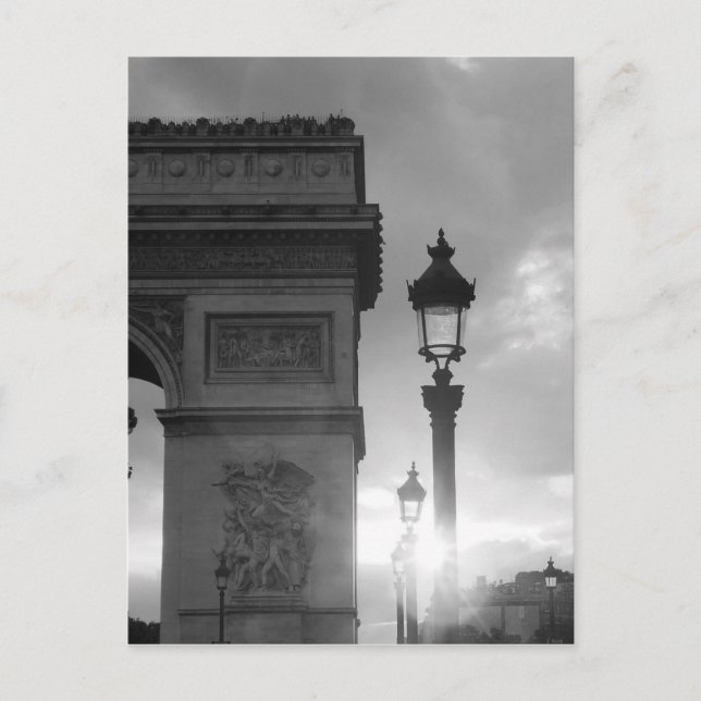 B&W Arc De Triomphe Postcard (Front)