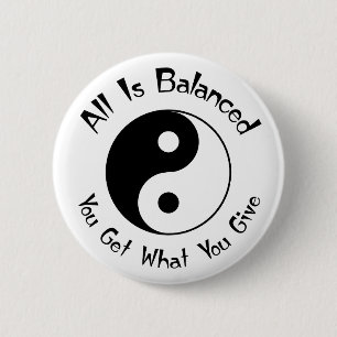 B & W Balance Yin Yang Button