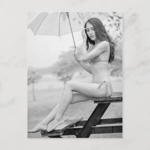 B&W Beautiful Bikini Girl  photo postcard