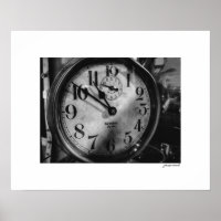 B&W Big Ben Vintage Clock Poster Print