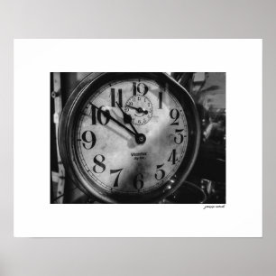 B&W Big Ben Vintage Clock Poster Print