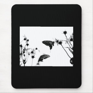 B/W Butterfly on a Flower Mouse Pad