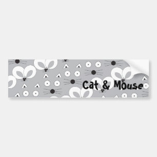 B&W Cat & Mouse Bumper Sticker