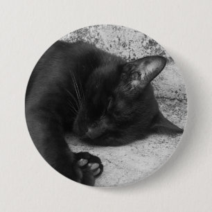 B&W - Cat Sleeping 7.5 Cm Round Badge