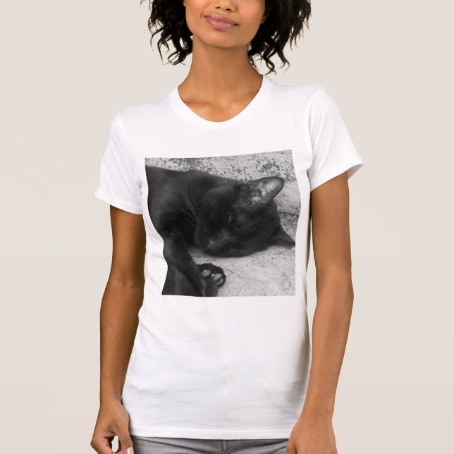 B&W - Cat Sleeping T-Shirt (Front)