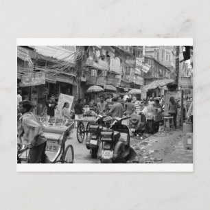 B&W Chaos in Delhi Postcard