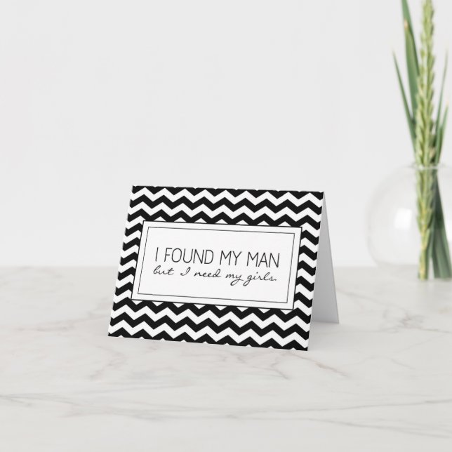 B&W Chevron Stripe Bridesmaid Request Card (Front)