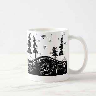 b&w Christmas trees Coffee Mug