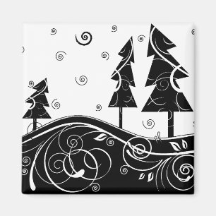 b&w Christmas trees Magnet