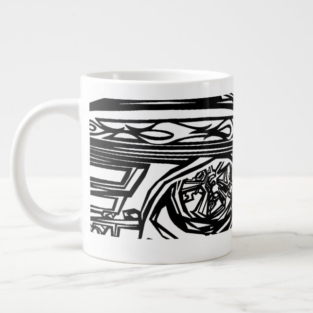 B&W corvette & del falcon Large Coffee Mug (Left)