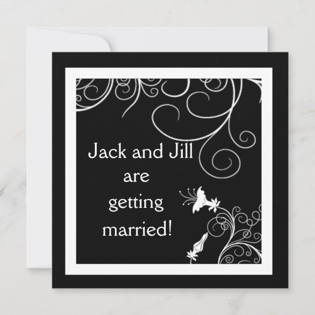 B & W Custom Invitations with Art Deco Design (Front)