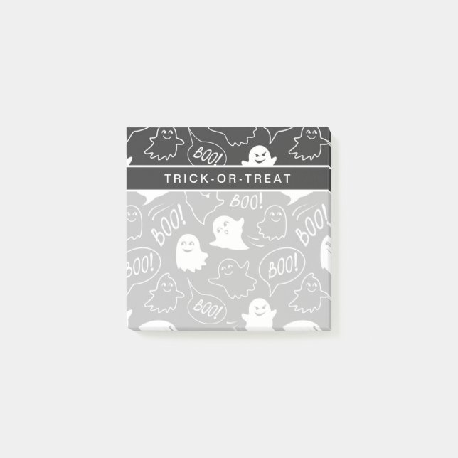 B&W Cute Doodle Halloween Pattern Post-it Notes (Front)