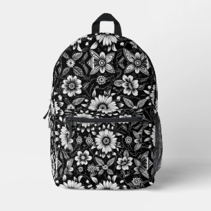 B&W Daisy Dose Printed Backpack