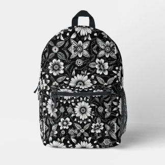 B&W Daisy Dose  Printed Backpack