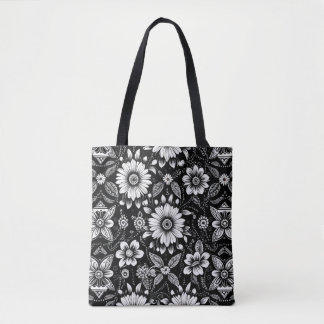 B&W Daisy Dose Tote Bag