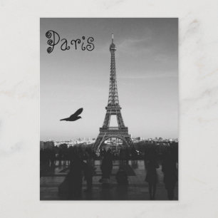 B&W Eiffel Tower Postcard