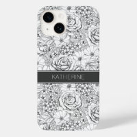 B&W Flower Garden Rose Pattern
