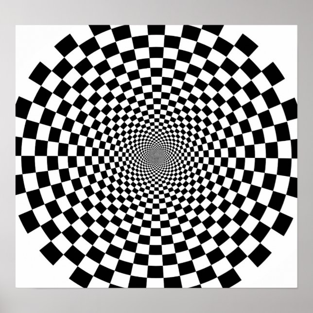 B&W Flower Optical Illusion Poster (Front)