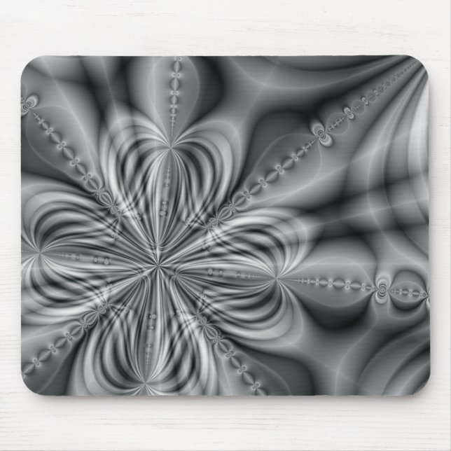 B&W Fractal Star Mouse Pad (Front)