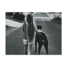 B&W Girl and Dog Postcard
